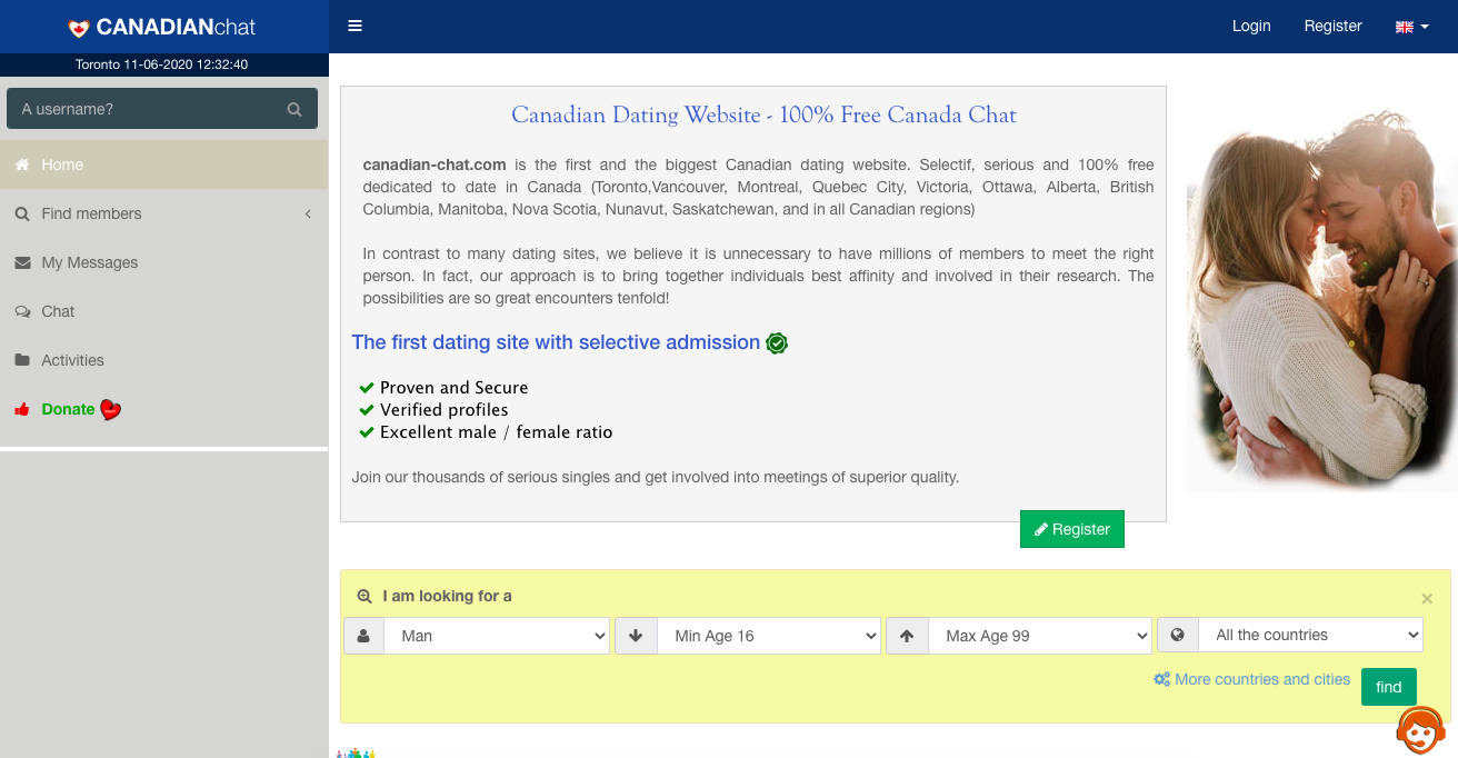 CanadianChat main page