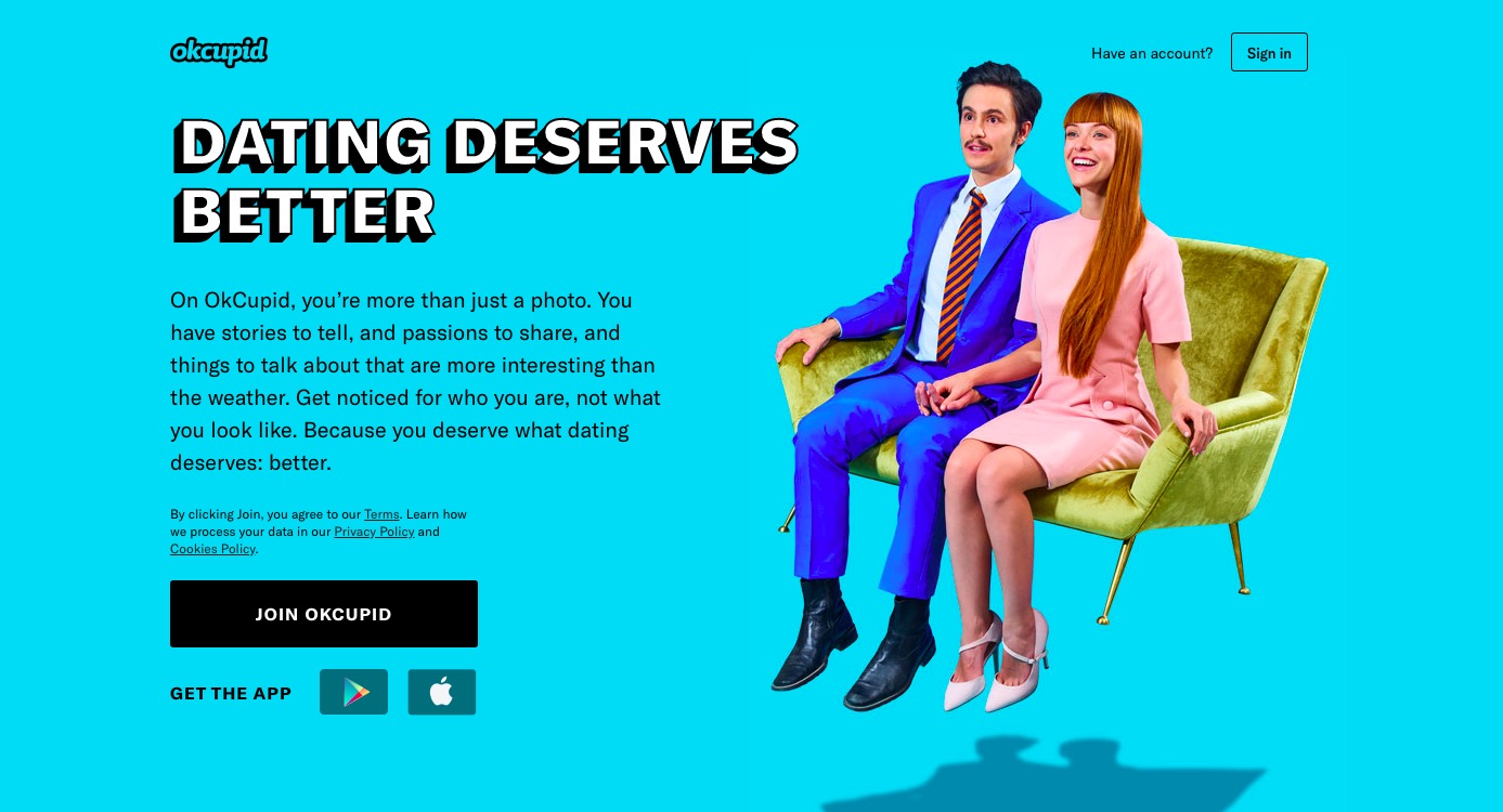 OkCupid main page