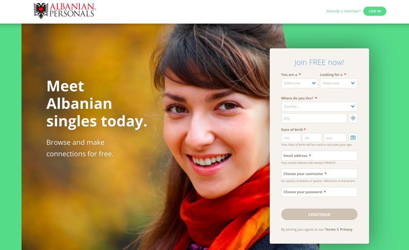 AlbanianPersonals main page