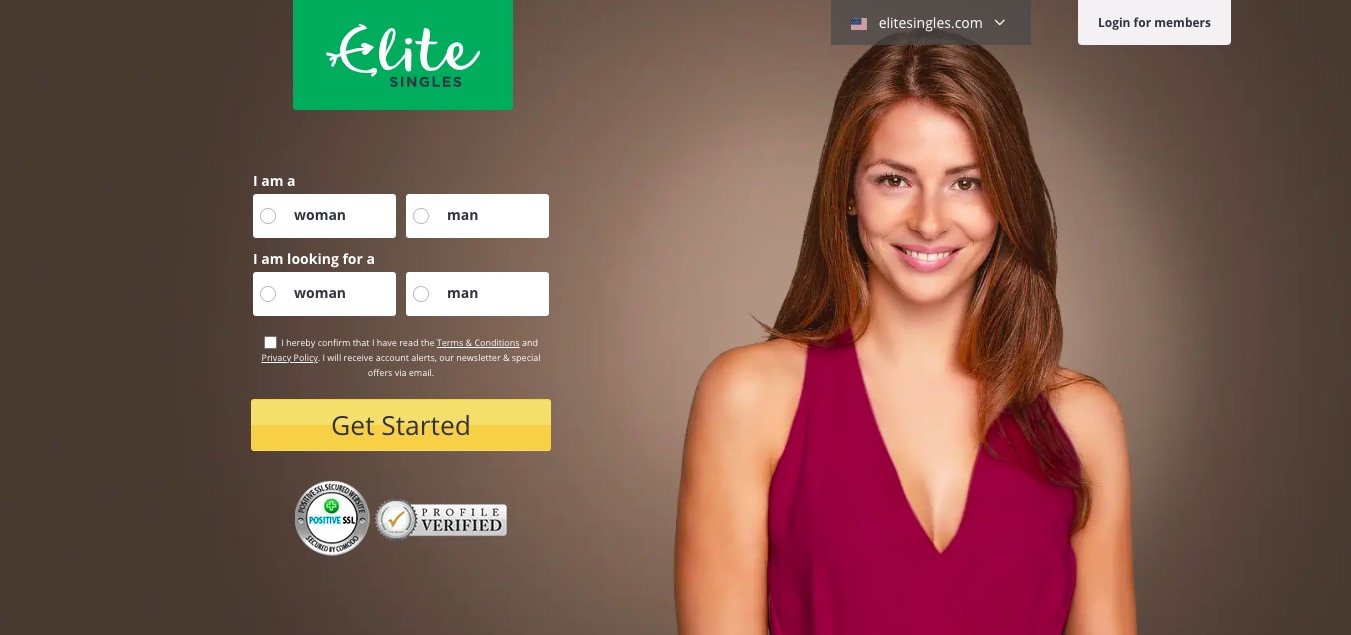 EliteSingles main page