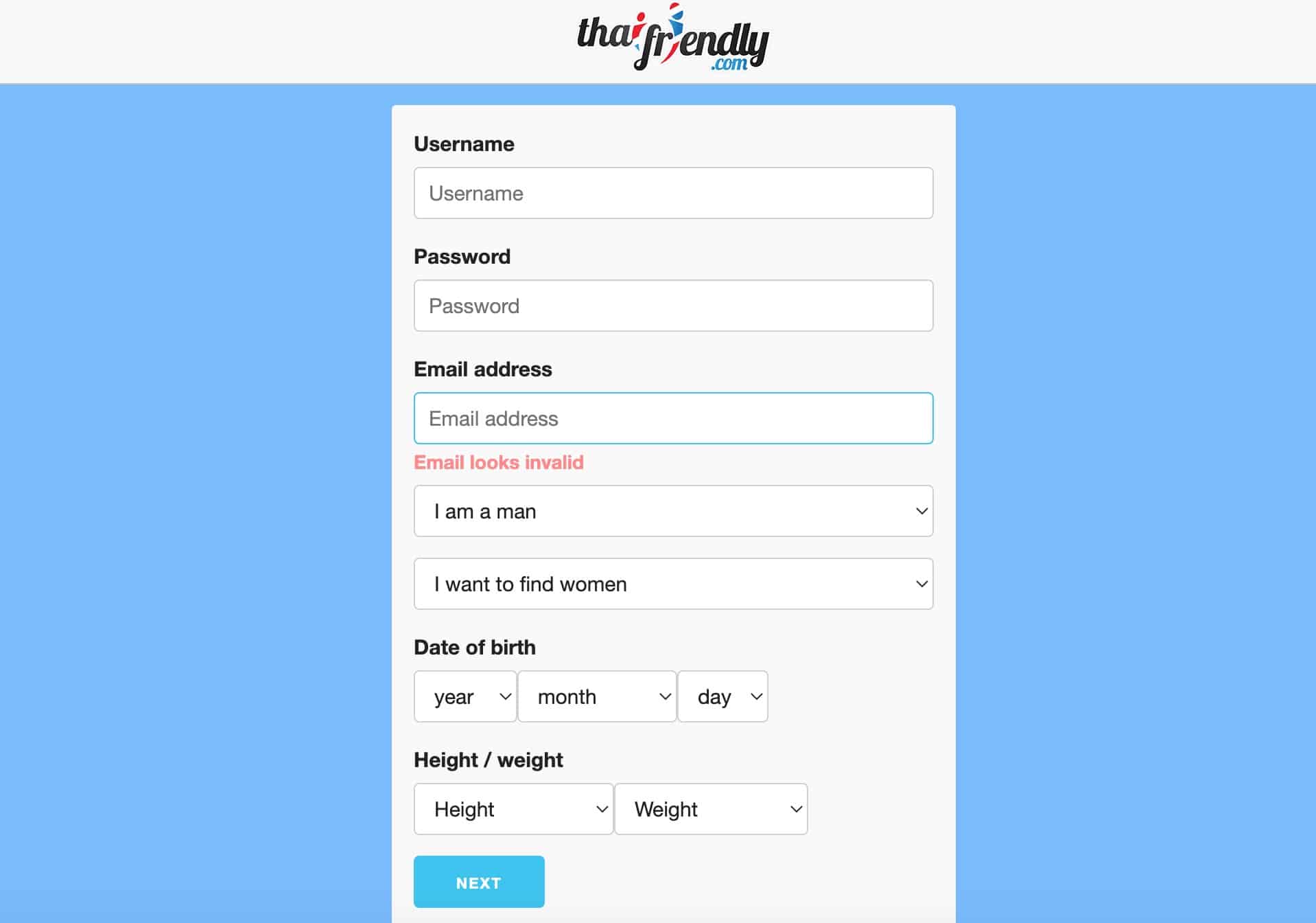 ThaiFriendly create account