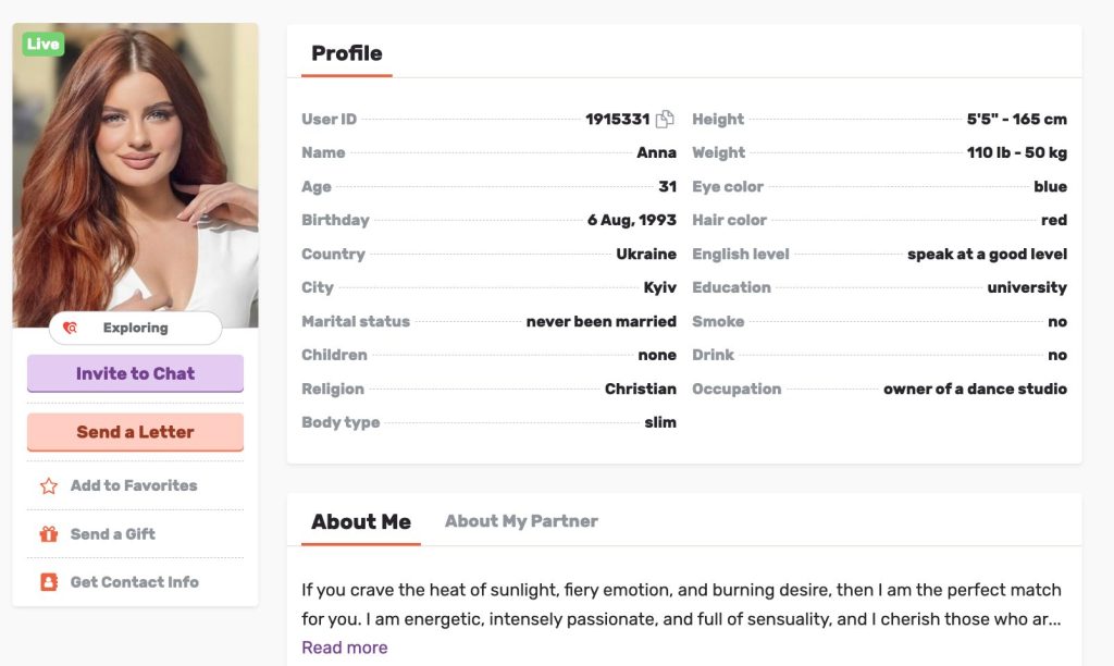 MeetWife Detailed Profile