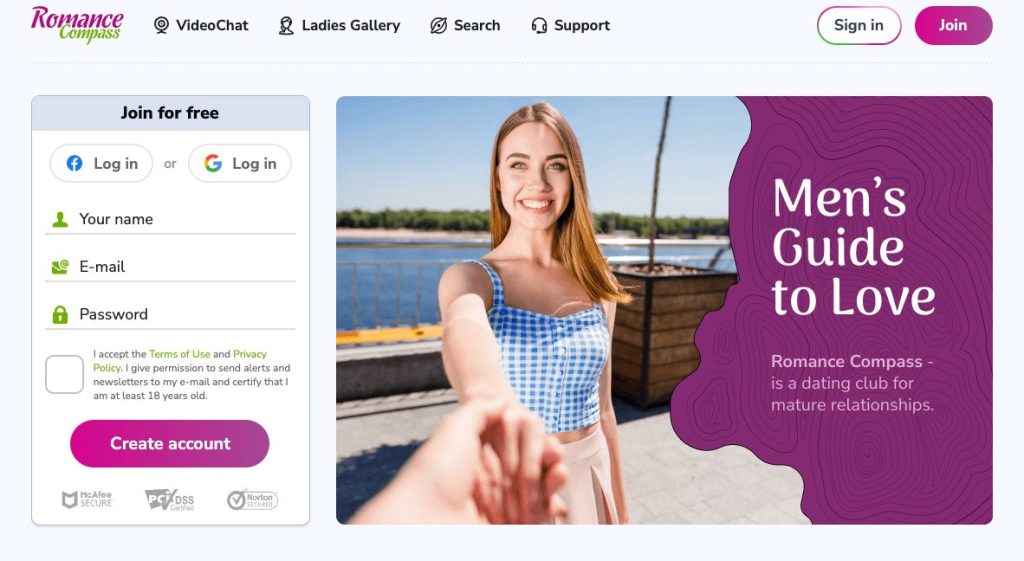 romancecompass main page